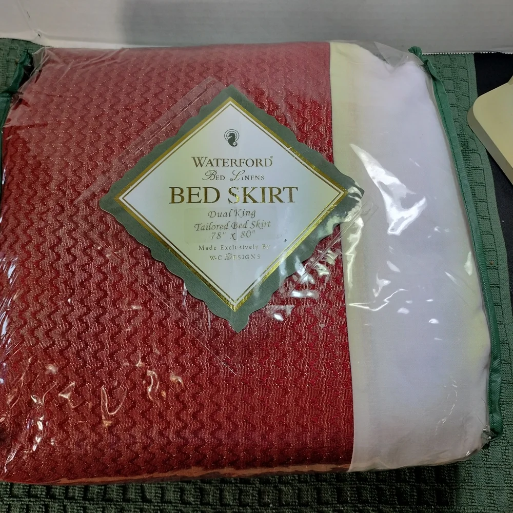 Waterford Red and White Quilted Bed Skirt